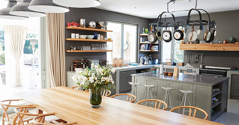 Open plan kitchen creative storage options