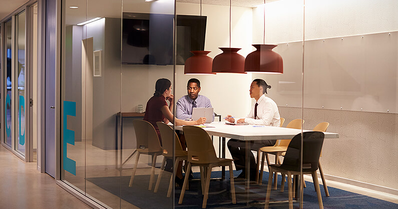 Conference room with large screen